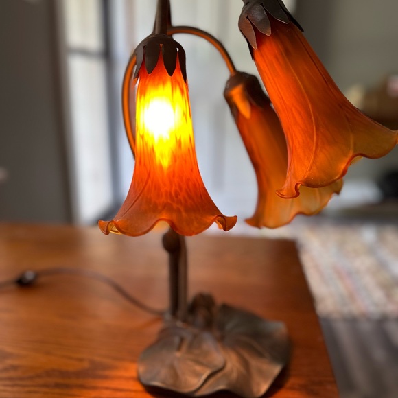Meyda Tiffany Pond Lily 3 Light Accent Lamp, 16" Height, Amber - Picture 13 of 13